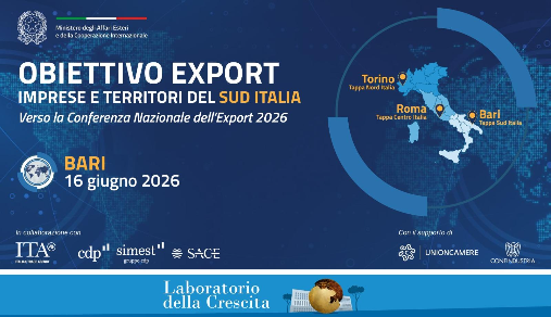 OBIETTIVO EXPORT: Imprese e territori del Sud Italia verso la Conferenza Nazionale dell’Export 2026